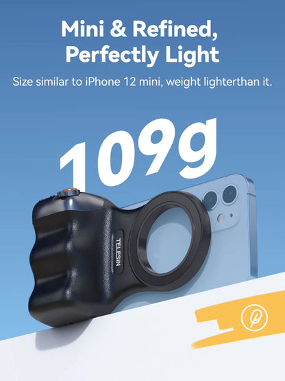 TELESIN Magnetic Phone Camera Shoot Hand Grip Phone Holder Shooting Aid Remote Control Handle for Iphone HUAWEI SAMSUNG Phone
