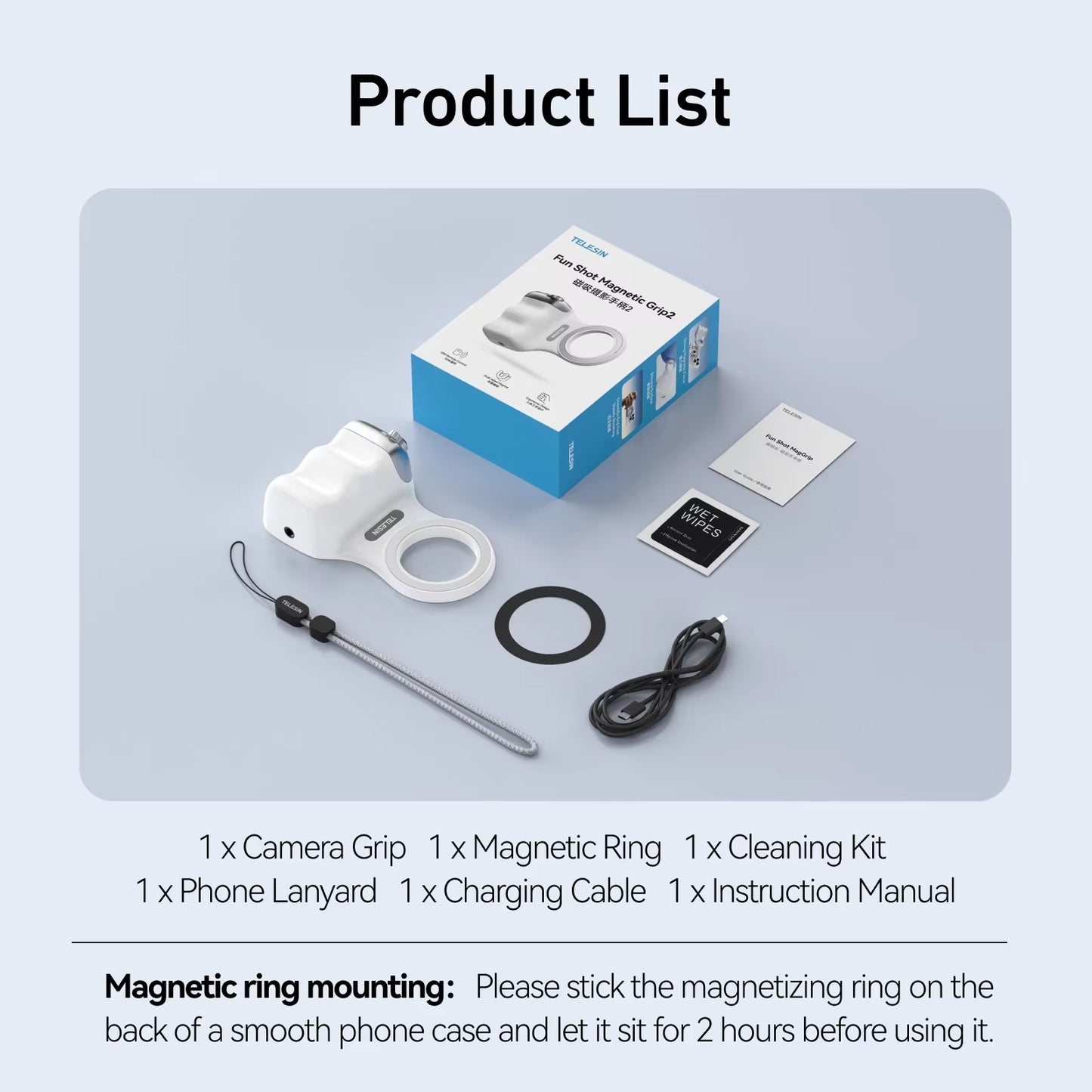 TELESIN Magnetic Phone Camera Shoot Hand Grip Phone Holder Shooting Aid Remote Control Handle for Iphone HUAWEI SAMSUNG Phone