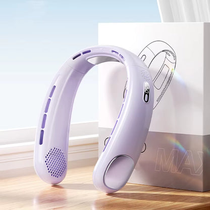 Personal Neck Fan with Dual Adjustable Heads Rechargeable Quiet Motor Ideal for Travel Jogging and Daily Comfort Anywhere