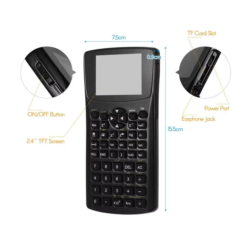 2.4 Inch Display Screen Smart Scientific Calculator with Anti-Peeping Feature Supports Sound Recording Radio Music Video Playing