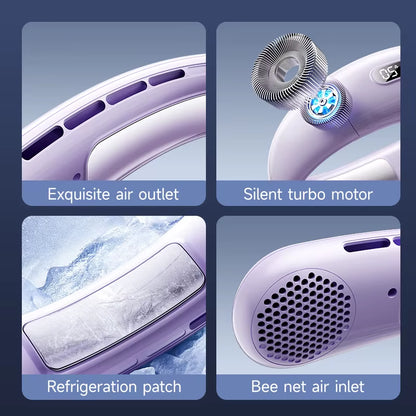 Personal Neck Fan with Dual Adjustable Heads Rechargeable Quiet Motor Ideal for Travel Jogging and Daily Comfort Anywhere