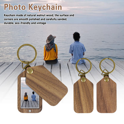Personalized Classic Wooden Keychain - Custom Engraved Photo Holder for Thoughtful Valentine's Day Gifts