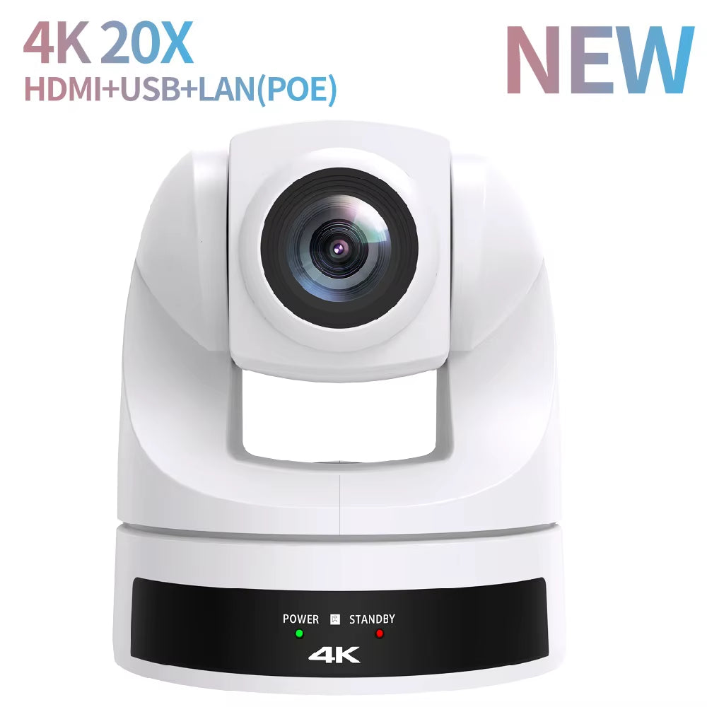 4K30Fps AI Auto Tracking PTZ Video Camera USB HDMI LAN 20X Zoom Conference Camera Support POE for Meeting Church Live Streaming
