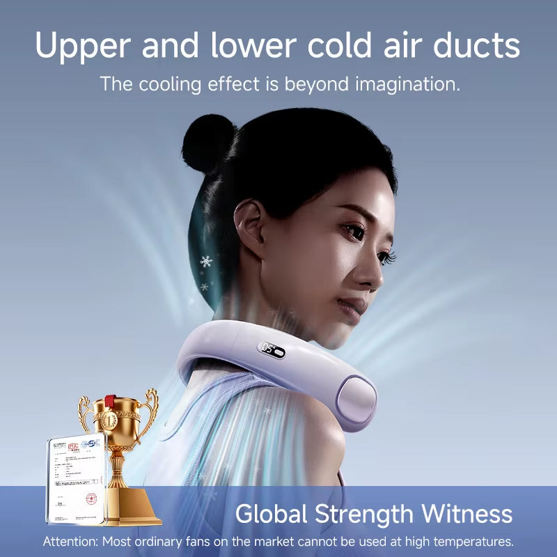 Personal Neck Fan with Dual Adjustable Heads Rechargeable Quiet Motor Ideal for Travel Jogging and Daily Comfort Anywhere